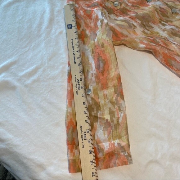 NWOT Sheer Peach Tan White Blouse Jkt Button Pocket Flattering Fit Ruby Rd SZ 12 - Picture 9 of 13